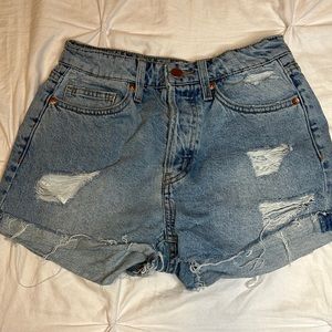 Light wash denim shorts